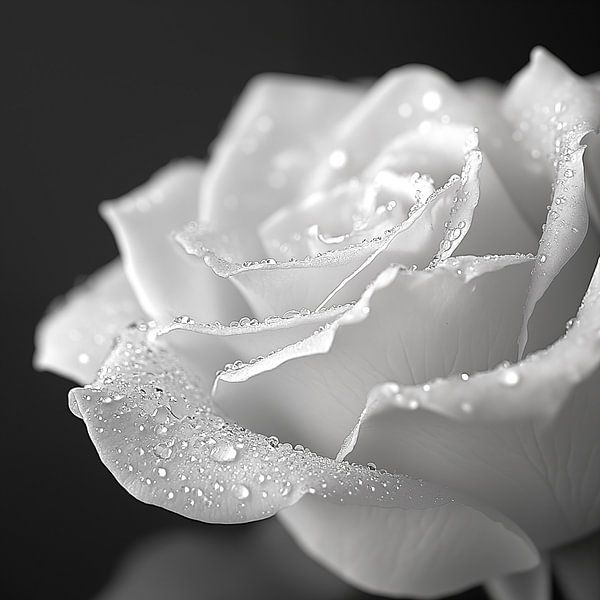 Nahaufnahme einer Rose mit Tautropfen von Schwarzer Kaffee