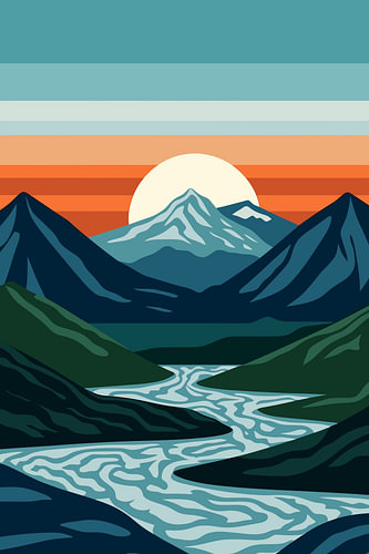 Fluss in einem Bergtal | Alpenlandschaft