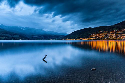 The lake at Voss just after sunset