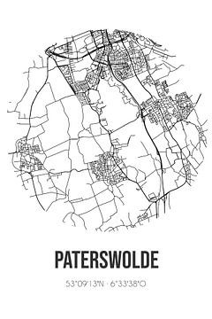 Paterswolde (Drenthe) | Landkaart | Zwart-wit van MijnStadsPoster