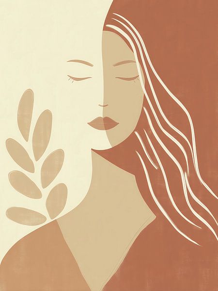 Femme boho en beige et marron | Peinture zen par Frank Daske | Foto & Design