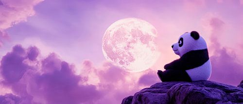 Panda onder de volle maan - Magische nacht