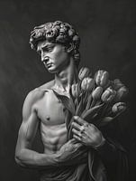 David de Michel-Ange avec des tulipes