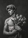 Michelangelo's David mit Tulpen von PixelMint. Miniaturansicht