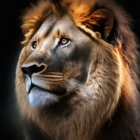 Portret van een leeuw van Kees van den Burg