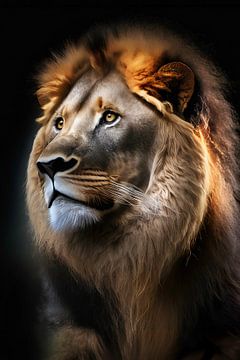 Portrait d'un lion sur Kees van den Burg