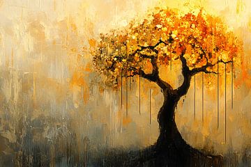 Abstracte boom in warme tinten van Art & Soul Creations