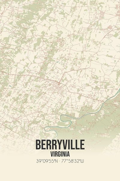 Vintage map of Berryville (Virginia), USA. by Prints of Place