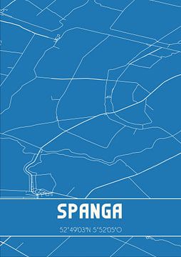 Blauwdruk | Landkaart | Spanga (Fryslan) van MijnStadsPoster