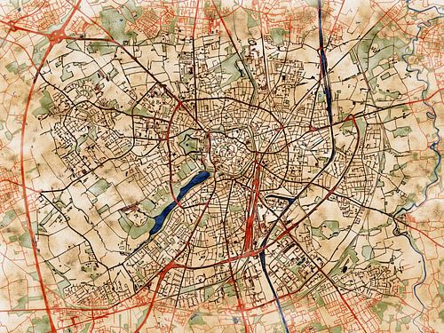 Kaart van Münster in de stijl 'Serene Summer'