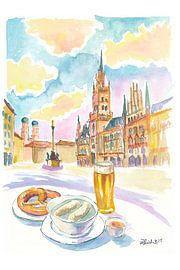 Typisches Frühstück am Marienplatz in München Morgendlicher Charme von Markus Bleichner