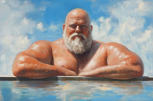 Kräftiger Mann am Pool von BEARpictureart