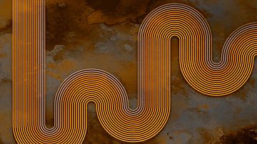 Japandi Modern Abstract Geometrisch Organische Lijn Curve Metalen Kunst van Mad Dog Art