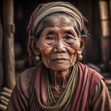 Oude vrouw in Myanmar