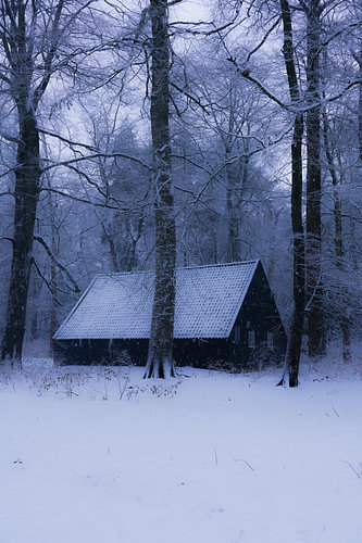 Forsthütte im Schnee