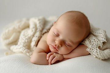 Portret van een slapende pasgeboren baby van Animaflora PicsStock