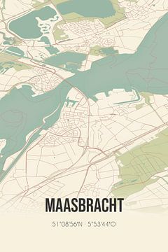 Vintage landkaart van Maasbracht (Limburg) van Rezona