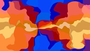 Distractions I (Abstracte kunst in Blauw en Oranje) van Caroline Lichthart