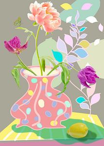 Lustige Tulpen und Zitrone