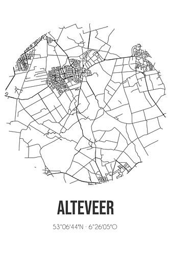 Alteveer (Drenthe) | Karte | Schwarz und weiß
