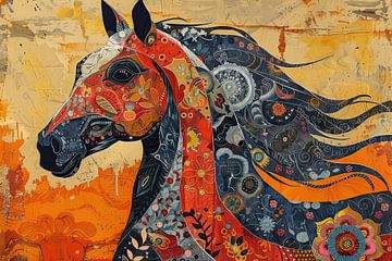 Schilderij Kleurrijk Paard van Abstract Schilderij