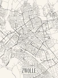 Stadtplan Zwolle - Stadt - Light version - Overijssel Karte von Locus Studio