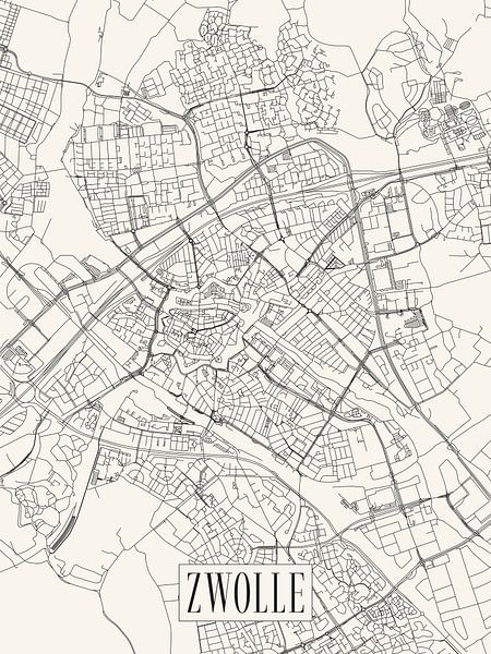 City map Zwolle - City - Light version - Overijssel Map by Locus Studio
