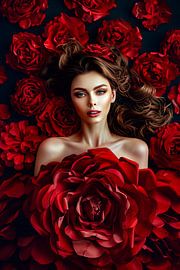 woman with roses by Egon Zitter