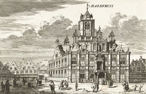 Coenraet Decker, Gezicht op het stadhuis te Delft, 1678 - 1703