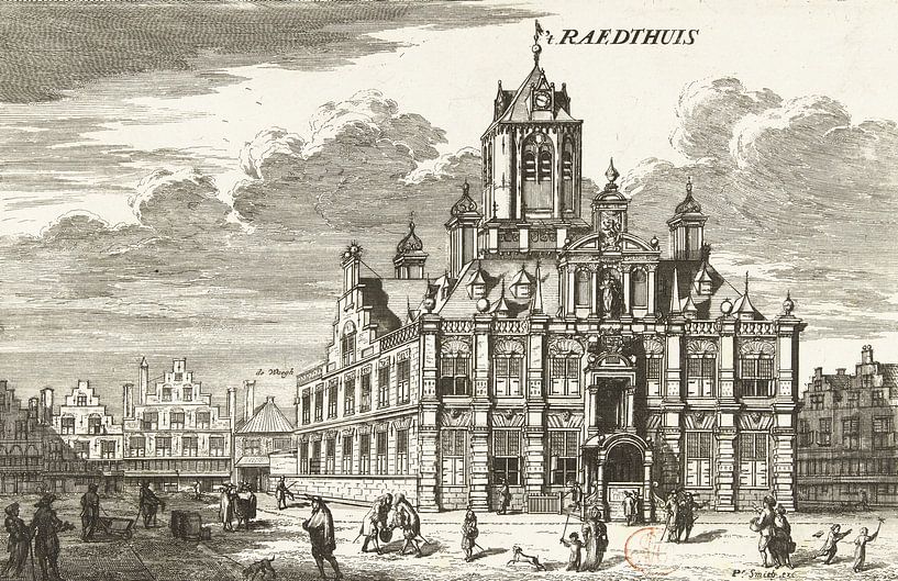 Coenraet Decker, View of Delft Town Hall, 1678 - 1703 by Atelier Liesjes
