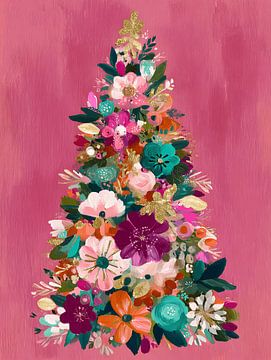 Kerstboom met Bloemen van Gypsy Galleria