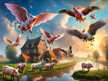 Wanneer varkens vliegen. van LucFineArt