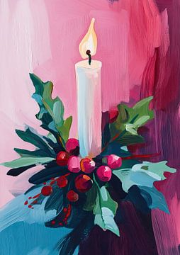 Burning white candle by Wonderful Art