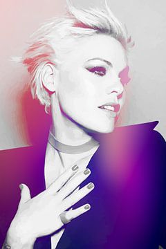 P!nk Pink Modern Abstract Portrait in Pink, Purple by Art By Dominic