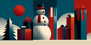 Weihnachtsverkaufsbanner mit Schneemann.
