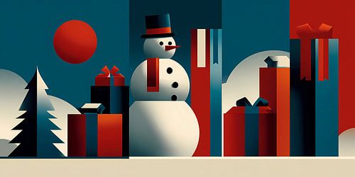 Kerstbanner met sneeuwpop.