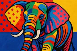 Graphic elephant in bright patterns by Art & Soul Creations