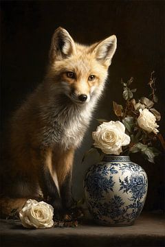 Der Fuchs & Die Porzellanvase von PixelMint.