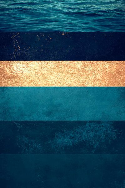 Waves and gold - Abstract composition by Poster Art Shop