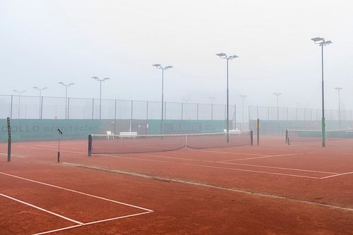 Tennis court in the early morning