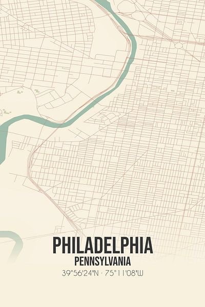 Carte ancienne de Philadelphie (Pennsylvanie), Etats-Unis. par Affiches de lieux