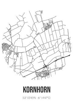 Kornhorn (Groningen) | Landkaart | Zwart-wit van Rezona