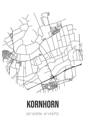 Kornhorn (Groningen) | Karte | Schwarz und Weiß