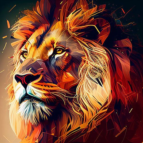 Abstract lion digital
