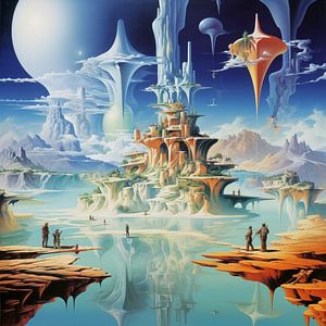 Fantasie Insel Landschaft surreal Traumwelt Himmel Erde