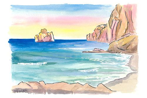 Pan di Zucchero - Rocher en pain de sucre et paysage côtier en Sardaigne Italie