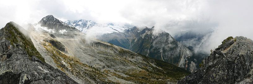 Mistige bergen in Glacier National Park van Femke van Egmond