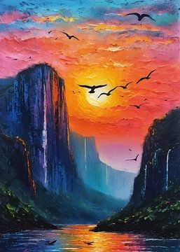 Zonsondergang Angel Falls van MIROKKU