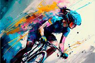 Impressionistisch schilderij met wielrenners. Deel 7 van Maarten Knops thumbnail