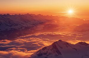 Abendrot und Bergsilhouetten